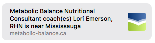 Metabolic Balance Nutritional Consultant coach(es) Lori Emerson, RHN is near Mississauga